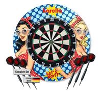 Karella Bersaglio BullOut con freccette Surround e 6 freccette in acciaio | Set completo di freccette professionale di alta qualità, senza logo, in sisal, completamente girevole, senza clip