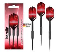 Karella Steeldarts - Mini freccette in ottone da 6 g, con barretta nera, manico in nylon, punta in acciaio, per tutti i bersagli in acciaio, lunghezza 11,5 cm, confezione da 3 pezzi
