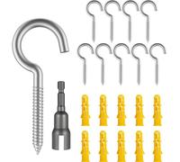KARELLS 10 Pezzi Ganci Avvitabili in Acciaio Inox, Viti per Occhielli Autofilettante per Legno, Gancio a Soffitto, Con Punto Interrogativo, a Forma di C, a Vite