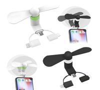 KARELLS 2pcs Mini Ventilatore Portatile 3 in 1 USB, Ventilatore -Ventole per Cellulare, Mini Ventola Usb Portatile, per Casa, Viaggi, Ufficio, per Telefoni Android/Tipo C/Porta Lightning