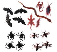 KARELLS 50 Pezzi Realistici insetti di Giocattoli Halloween, Lnsetti Realistici in Plastica, Serpente Giocattolo di Plastica, Geco, Ragno, Scarafaggi, Pipistrelli, Scorpioni, Formiche, Centopiedi