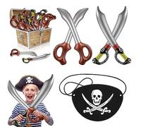 KARELLS Gonfiabile Spada Pirata,Gonfiabile Pirata Spada,Accessori Costume Pirata,Pirata Benda Occhi,Giochi di Ruolo dei Pirati,Halloween Feste a Tema Decorazioni per Costumi Cosplay,5 Pezzi