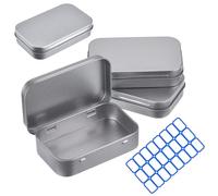 KARELLS Piccola Scatola di Metallo Rettangolare,Contenitore Tin Argento,Rettangolare Contenitore,Vuoto incernierato barattoli contenitori,per la Casa per Caramelle,Chiavi,Orecchini,Ecc,4PCS