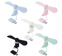 KARELLS Ventole per Cellulare,Ventole per Telefoni,5 PCS Mini Ventilatore,Ventilatore Per Cellulare,Ventilatore da Tavolo Silenzioso 2 in 1 USB,Mini Ventilatori USB per Telefoni Android/Tipo C