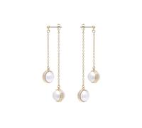 Karen Millen Orecchini pendenti da donna con perle e logo, Ottone