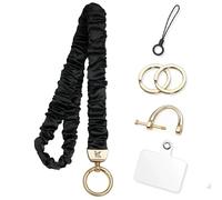 KARENSKEYS Cordini Lanyard Scrunchie per Distintivi e Chiavi, Cordino da Collo Elastico Carino per Insegnanti con Linguetta per Donne. (Nero)