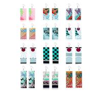 KAREUN 12 paia di orecchini cosplay per donne uomini e ragazze anime Demone Slayer Tanjiro per donne e uomini ragazze alla moda orecchini in acrilico a doppia faccia, Plastica, Resina,