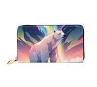 KARFPP Cutepig - Portafoglio rettangolare con stampa, lussuoso, alla moda e funzionale, regalo per ogni occasione, Orso polare Northern Lights, Taglia unica