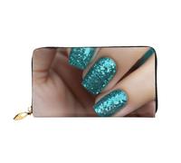 KARFPP Portafoglio rettangolare con stampa a pois e gocce d'acqua, lussuoso, alla moda e funzionale, regalo per ogni occasione, Glitter turchese, Taglia unica