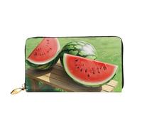 KARFPP Portafoglio rettangolare con stampa a pois e gocce d'acqua, lussuoso, alla moda e funzionale, regalo per ogni occasione, Anguria rossa., Taglia unica