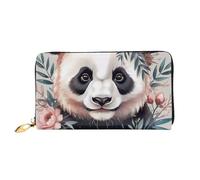 KARFPP Portafoglio rettangolare con stampa a pois e gocce d'acqua, lussuoso, alla moda e funzionale, regalo per ogni occasione, Panda bella testa, Taglia unica