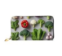 KARFPP Portafoglio rettangolare con stampa di fiori di loto e libellula, lussuoso, alla moda e funzionale, regalo per ogni occasione, Introduzione di varie verdure, Taglia unica