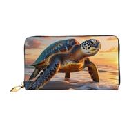 KARFPP Portafoglio rettangolare con stampa di racchette da tennis, lussuoso, alla moda e funzionale, regalo per ogni occasione, Tartaruga Mare Tramonto, Taglia unica