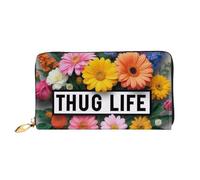 KARFPP Portafoglio rettangolare con stampa occhi di alta qualità, lussuoso, alla moda e funzionale, regalo per ogni occasione, Thug Life Fiori, Taglia unica