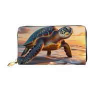 KARFPP Portafoglio rettangolare con stampa Venice Night, lussuoso, alla moda e funzionale, regalo per ogni occasione, Tartaruga Mare Tramonto, Taglia unica