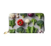 KARFPP Portafoglio rettangolare di alta qualità con stampa a schizzi di rame con texture marmorizzata, lussuoso, alla moda e funzionale, regalo per ogni occasione, Introduzione di varie verdure,