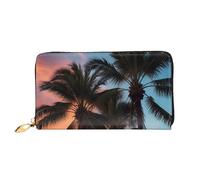 KARFPP Portafoglio rettangolare di alta qualità con stampa cascata e arcobaleno, lussuoso, alla moda e funzionale, regalo per ogni occasione, Palma Tramonto, Taglia unica