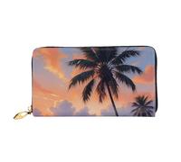 KARFPP Portafoglio rettangolare di alta qualità con stampa di bandiere a scacchi, colore bianco e nero, lussuoso, alla moda e funzionale, regalo per ogni occasione, Palmo tramonto, Taglia unica