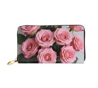 KARFPP Portafoglio rettangolare di alta qualità con stampa di cieli blu, lussuoso, alla moda e funzionale, regalo per ogni occasione, Rose fresche rosa, Taglia unica