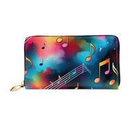 KARFPP Portafoglio rettangolare di alta qualità con stampa di fiori di ciliegio, lussuoso, alla moda e funzionale, regalo per ogni occasione, Note musicali colorate., Taglia unica