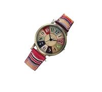 Karfri Orologi Per Le Donne Con Multicolor Rainbow Pattern Regolabile Stretch Orologio Sportivo Traspirante, Gioielli Di Festa/Sorelle Regali, Regali Per Madre E Moglie-Red