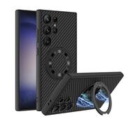 KarFRi Pelle Cover per Samsung Galaxy S24 Ultra/S24 Plus/S24, Magnetica Cover con Staffa e Support Wireless Ricarica Ultrasottile Cover,Black2,S24