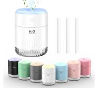 KARFUN Mini Umidificatore Ambiente, Umidificatore Portatile con Nebbia Colorata a 7 Colori, Diffusore da Tavolo Silenzioso per Camera da Letto, Bambini, Ufficio o Auto (Bianco)