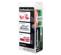 Karin Brushmarker Pro 12 Basic Colours Set Pennarelli Pro Basic Colours Set da 12 pezzi corpo trasparente con sistema Ink-Free, 2,4 ml di colore liquido. Nessun pennarello