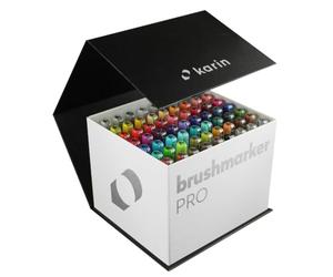 Karin Mega Box Brush Marker Pro brushpens su base d' acqua ideale per colorare, disegnare e lettering a mano multicolore, 63 Pezzi