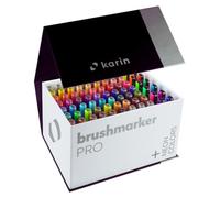 KARIN Mega Box Plus - 72 colori + 3 blender, Pennarelli Pro - Pennelli a base d'acqua adatti per pittura, disegno e lettering a mano, multicolore, colori neon inclusi 27C13, 75 pezzi (1 pezzo)