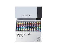 Karin Realbrush PRO Mega Box Plus - 72 colori (compresi 12 colori al neon) + 3 blender in una confezione esclusiva per un facile utilizzo.