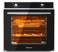 Karinear Forno Elettrico da Incasso 65L, 60 cm Forni a Conventional a 4 Funzioni, 2 Manopole di Controllo, 50-250°C, Inox Antimpronte, Spina, con Piastra, Griglia, 2200W, Nero
