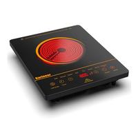 Karinear Piano Cottura in Vetroceramica 1 Piastre, 2000W Piastra Portatile 1 Fuochi, Piani Cottura Singolo Controllo Tattile con 9 Livelli di Potenza e Temperatura, Blocco di Sicurezza, Timer, Oro