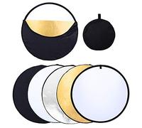 Karl Aiken - Riflettore 5 in 1, portatile, traslucido, argento, oro, bianco e nero, pieghevole, riflettore di luce multi-disco per studio fotografico