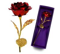 Karl Aiken Rosa, 24 K placcato oro, elegante fiore romantico eterno con scatola regalo di lusso ideale per San Valentino, festa della mamma, compleanno, matrimonio (rosso)