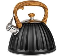 KARL HAUSMANN Bollitore Acqua per Induzione - 3L - Nero Bollitore Acciaio Inox non elettrico - Teiera Fischio per Gas da Fornello - Tea Kettle Stove Induction