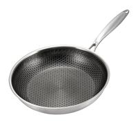 KARL HAUSMANN Padella Acciaio Inox Induzione - Ø 24 cm - Professionali Padelle Antiaderente - Manico Ergonomico Rivettato - Bistecchiera Acciaio Inox - Saltapasta Acciaio - Stainless Steel Pan