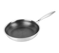 KARL HAUSMANN Padella Acciaio Inox Induzione - Ø 28 cm - Professionali Padelle Antiaderente - Manico Ergonomico Rivettato - Bistecchiera Acciaio Inox - Saltapasta Acciaio - Stainless Steel Pan