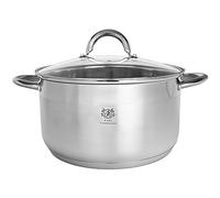 KARL HAUSMANN Pentola Acciaio Inox - 5L - 24 cm - Casseruola Induzione con Coperchio Vetro - Pentola Inox 18/0 - Scala Misura - Per Tutti i Fuochi - Pentole Acciaio Inossidabile