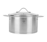 KARL HAUSMANN Pentola Acciaio Inox - 6.1L - 24 cm - Casseruola Induzione con Coperchio Vetro - Pentola Inox 18/0 - Scala Misura - Per Tutti i Fuochi - Pentole Acciaio Inossidabile
