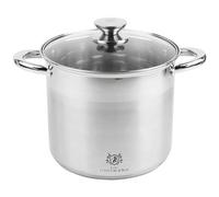 KARL HAUSMANN Pentola Acciaio Inox Grande - 16L - 30cm - Casseruola Induzione con Coperchio Vetro - Pentola Inox 18/0 - Scala Misura - Per Tutti i Fuochi - Pentole Acciaio Inossidabile