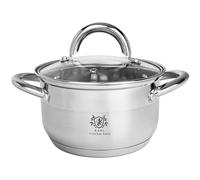 KARL HAUSMANN Pentola in acciaio inox - 1,3 l - Ø 14 cm - Pentola a induzione adatta a tutti i piani cottura - Pentola in acciaio inox con coperchio - Pentola per zuppa - Pentola per spaghetti