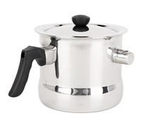 KARL HAUSMANN Pentolino Latte Induzione - 1.5L - Bollilatte con Coperchio e Fischietto - Bricco Latte Professionale a Doppia Parete - Pentola Acciaio Inox - Bollitore Antiaderente - Casseruola