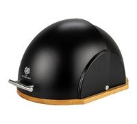KARL HAUSMANN Porta pane Bambù Roll Top Nero 37 cm | Portapane da cucina con base in bambù, apertura Roll Top, maniglia inox e dimensioni 37 x 26 x 22 cm