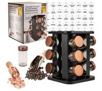 KARL HAUSMANN Porta Spezie Girevole per Cucina - 12 Barattoli - Portaspezie Rotante a 360° - Acciaio Portaspezie Salvaspazio - Porta Spezie per Cucina Salva Spazio - Giostra Portaspezie - Organizer