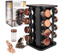 KARL HAUSMANN Porta Spezie Girevole per Cucina - 16 Barattoli - Portaspezie Rotante a 360° - Acciaio Portaspezie Salvaspazio - Porta Spezie per Cucina Salva Spazio - Giostra Porta spezie - Organizer