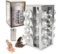 KARL HAUSMANN Porta Spezie Girevole per Cucina - 16 Barattoli - Portaspezie Rotante a 360° - Acciaio Portaspezie Salvaspazio - Porta Spezie per Cucina Salva Spazio - Giostra Portaspezie - Organizer