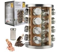 KARL HAUSMANN Porta Spezie Girevole per Cucina - 16 Barattoli - Portaspezie Rotante a 360° - Portaspezie Salvaspazio - Porta Spezie per Cucina Salva Spazio - Giostra Portaspezie - Moderno Organizer