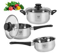 KARL HAUSMANN Set di Pentole Induzione - 3 Pezzi - Batteria di Pentole Acciaio Inox - Scala Interna - Pentola per Induzione, Gas, Elettrica e in Vetroceramica - Riscaldamento e Cottura Uniforme