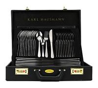 KARL HAUSMANN Set Posate 12 Persone, 72 Pezzi in Acciaio Inox 18/0 con Valigetta - Servizio Posate con Coltelli Forchette Cucchiai + Posate da Servizio, Lucido, Lavabili in Lavastovigli